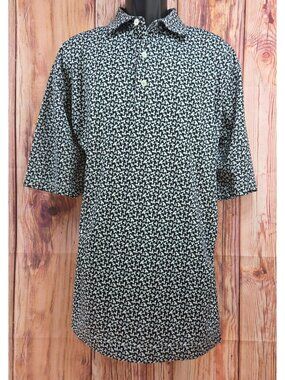 FootJoy Mens XL Golf Polo Black & White Floral Print